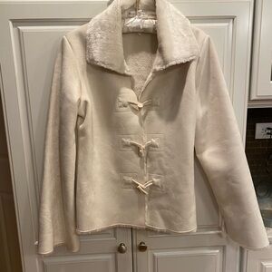 White House Black Market Cream Teddy Jacket